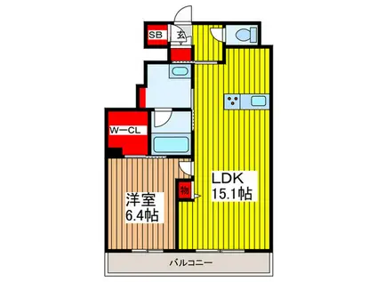 エルデさいたま新都心(1LDK/2階)の間取り写真