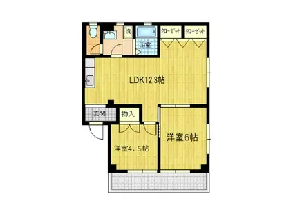 ファミール幸(2LDK/1階)の間取り写真