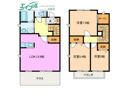 ラヴィオラ(3LDK/1階)の間取り写真