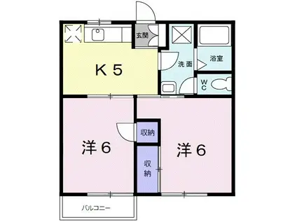 グリーンガーデン(2K/2階)の間取り写真