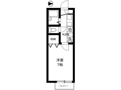 フレアプランドールB棟(1K/2階)の間取り写真