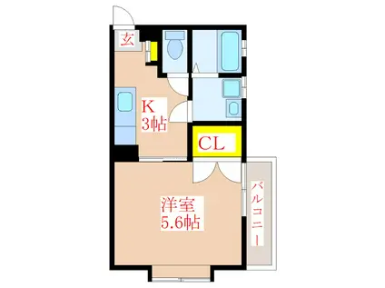 サンフィール隼人(1K/1階)の間取り写真
