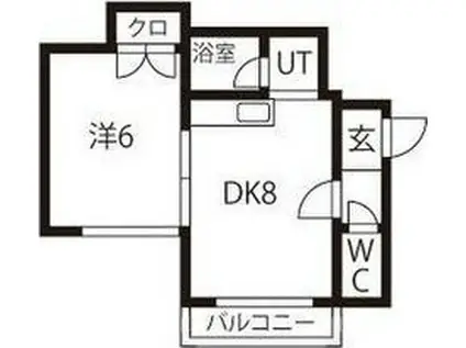 ピースフィル西町(1DK/2階)の間取り写真