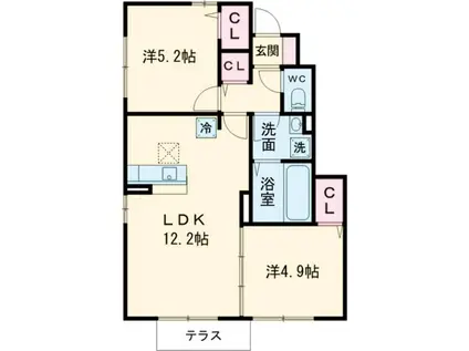 ビーイーズプラス(2LDK/1階)の間取り写真