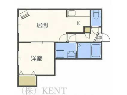 エステート品川(1LDK/2階)の間取り写真
