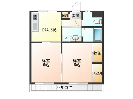 コーポ雅(2K/3階)の間取り写真