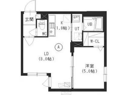 エクセレントハウス菊水(1LDK/4階)の間取り写真
