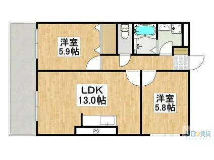 ファミーユ仁川(2LDK/2階)の間取り写真