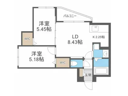DIORE RESIDENCE SAPPORO ディオレレジデンス(2LDK/3階)の間取り写真