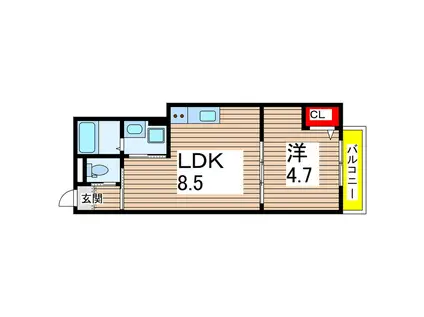 赤大路町アパート(1LDK/3階)の間取り写真