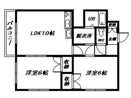 第1富士ハイツ(2LDK/1階)の間取り写真
