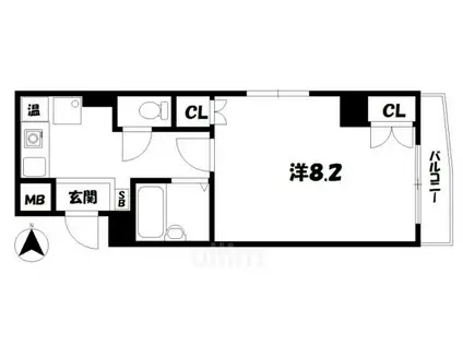 ブランネージュ四条大宮(1K/4階)の間取り写真