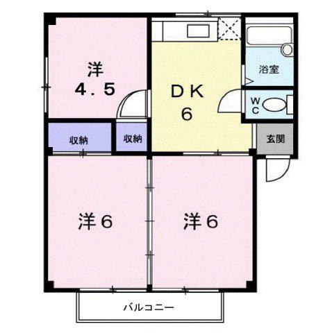 シティハイツ山田C(3DK/2階)の間取り写真