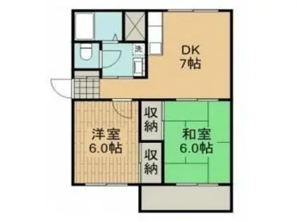 セントラルピラー(2DK/2階)の間取り写真