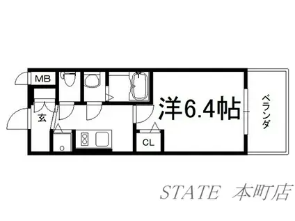 アドバンス大阪グロウス(1K/6階)の間取り写真