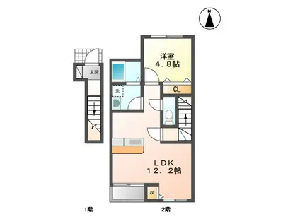 スレーヌ大門(1LDK/2階)の間取り写真