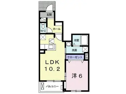 ヴェルソー有本II(1LDK/1階)の間取り写真
