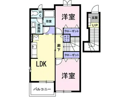 アルカディア(2LDK/2階)の間取り写真