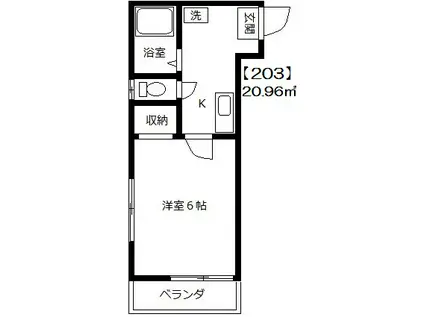 サニークレスト(1K/2階)の間取り写真