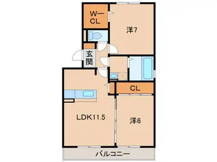 クレール寿(2LDK/3階)の間取り写真