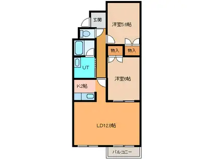 クレアコートII(2LDK/4階)の間取り写真