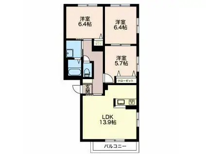 ベル・アルブル(3LDK/2階)の間取り写真