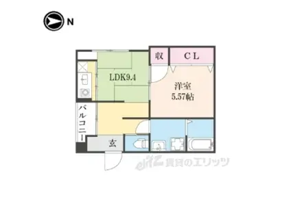 JR山陰本線 二条駅 徒歩15分 5階建 築9年(1LDK/2階)の間取り写真