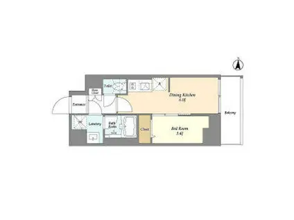 グランカーサ菊川(1DK/6階)の間取り写真