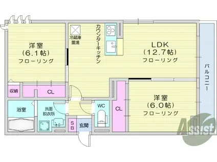 D-ROOM七曲2(2LDK/2階)の間取り写真