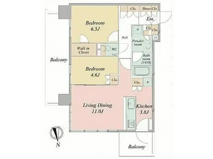 シティタワーズ東京ベイ ウエストタワー(2LDK/23階)の間取り写真