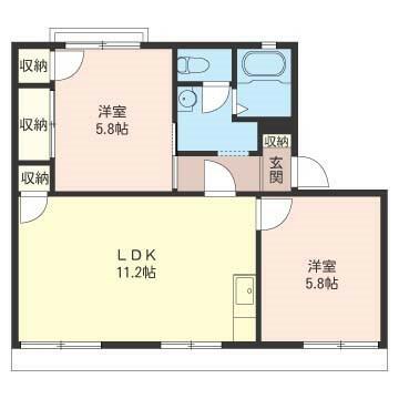 メゾンA(2LDK/1階)の間取り写真