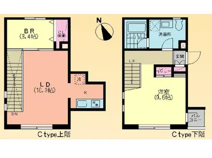 ホワイトキューブ入船(1SLDK/3階)の間取り写真