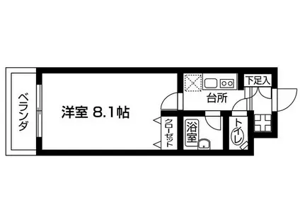 エムエムエスイースト(1K/B1階)の間取り写真