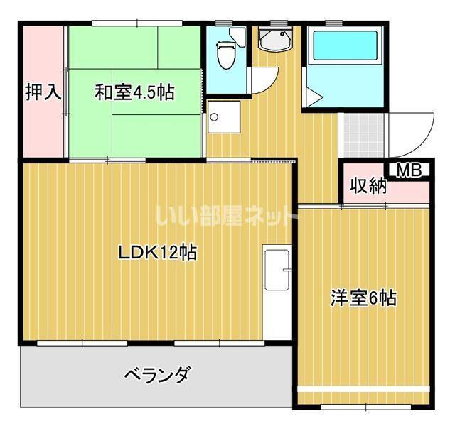 スカイコートあけの(2LDK/4階)の間取り写真