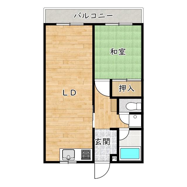 メゾンドタカ(1LDK/4階)の間取り写真