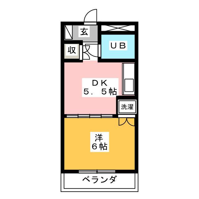 ラポール横割(1DK/1階)の間取り写真