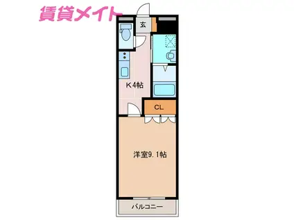 M・メゾン(1K/2階)の間取り写真