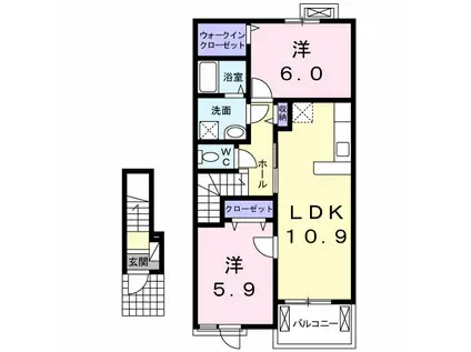 サニープラシード(2LDK/2階)の間取り写真