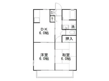 コウノハイツII(2DK/2階)の間取り写真