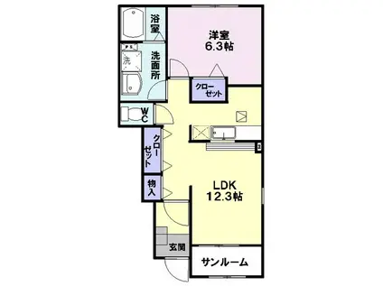 セレーノ尾花沢II(1LDK/1階)の間取り写真