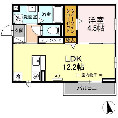 ウィステリアムーン(1LDK/2階)の間取り写真