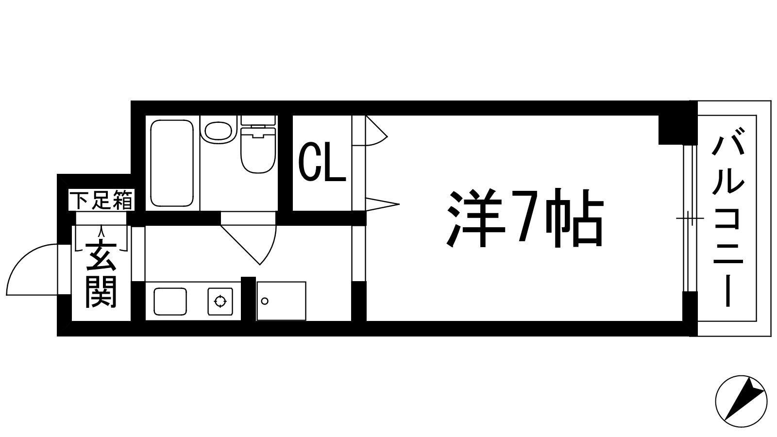 ロイヤル伊丹(1K/1階)の間取り写真