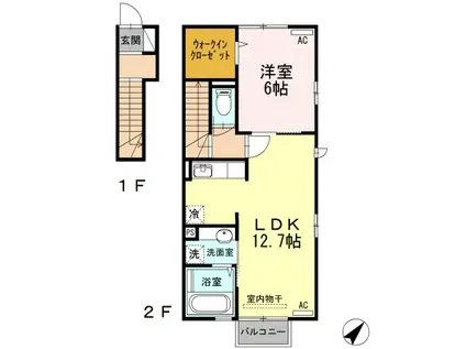 ユーパディー(1LDK/2階)の間取り写真