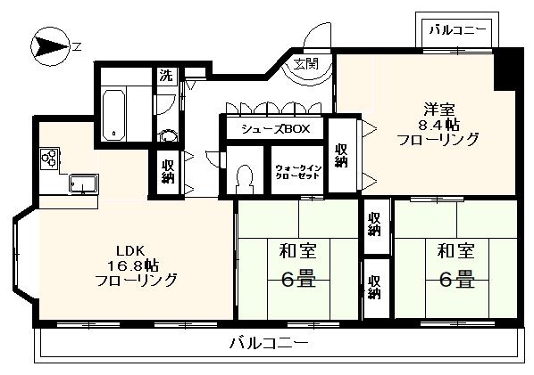 松月庵ビル(3LDK/3階)の間取り写真