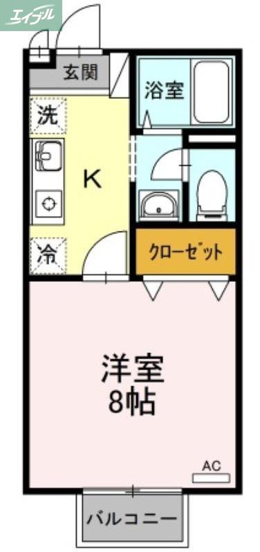 イーストハイム津島(1K/2階)の間取り写真