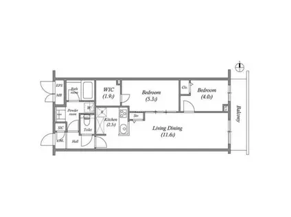 PRIMEGARDENWAKAGI(2SLDK/5階)の間取り写真