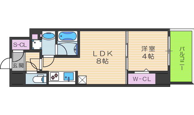 アーバネックス西天満(1LDK/3階)の間取り写真
