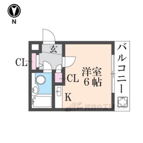 ドリーム東生駒(ワンルーム/2階)の間取り写真