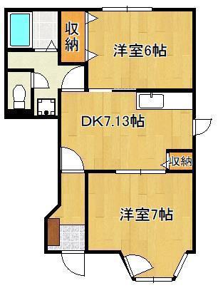 プレジール若園II(2DK/1階)の間取り写真