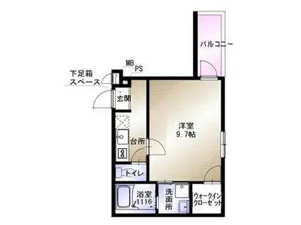 プランドールMS(1K/2階)の間取り写真